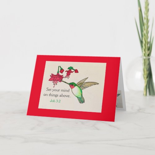 Encouraging Hummingbird Job 32 Bible Verse Card