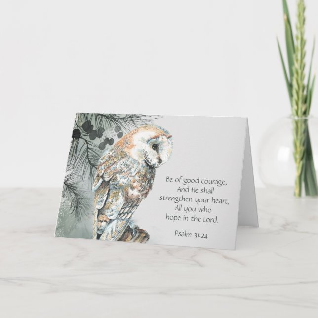 Encouraging Inspirational Bible Scriptures Owl  Ca Card (Front)