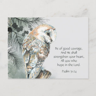 Encouraging Inspirational Bible Scriptures Owl  Ca Postcard