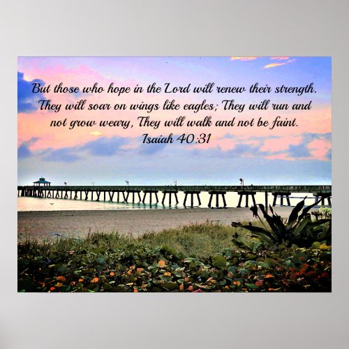Encouraging Isaiah 4031 Scripture Original Ocean Poster
