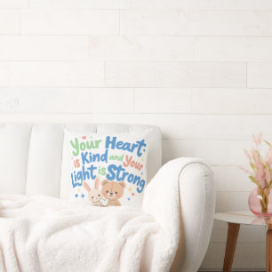 Encouraging Kind Heart Message for Little Ones Throw Pillow