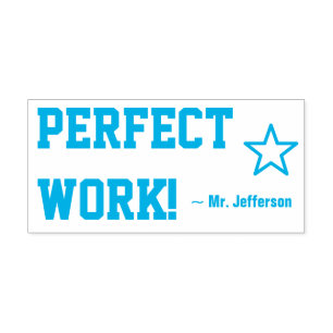 Encouraging "PERFECT WORK!" Marking Rubber Stamp