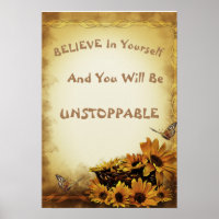 Encouraging Saying Gold Sunflowers Butterflies