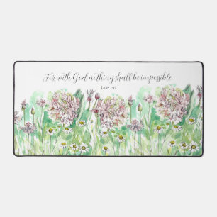 Encouraging Scripture Bible Verse Luke 1:37 Flower Desk Mat