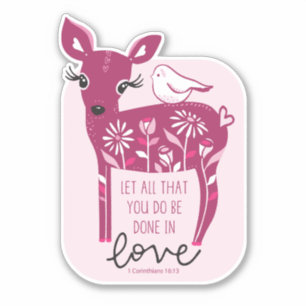 Encouraging Scripture Sticker (Rose the Deer)