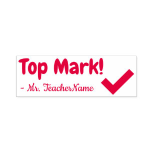 Encouraging "Top Mark!" + Custom Educator Name Self-inking Stamp