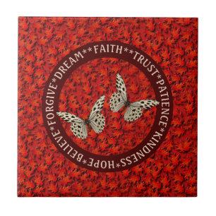 Encouraging Words Fall Leaves Inspirational Ceramic Tile