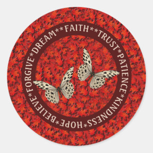 Encouraging Words Fall Leaves Inspirational Classic Round Sticker