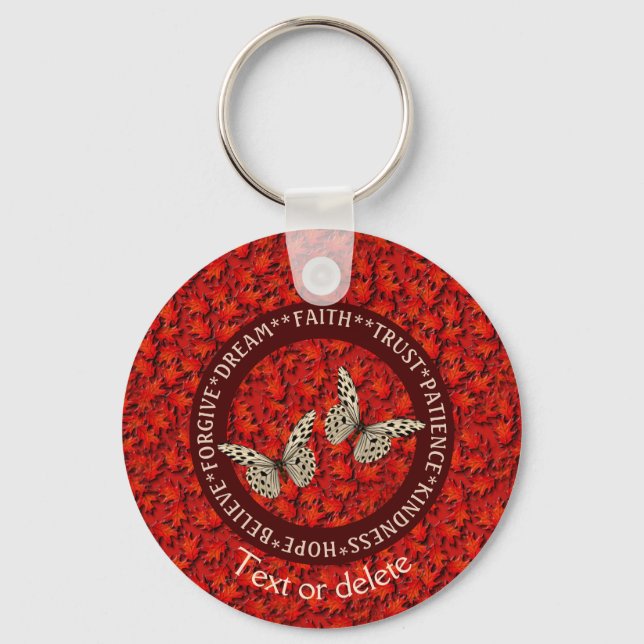 Encouraging Words Fall Leaves Inspirational      Keychain (Front)