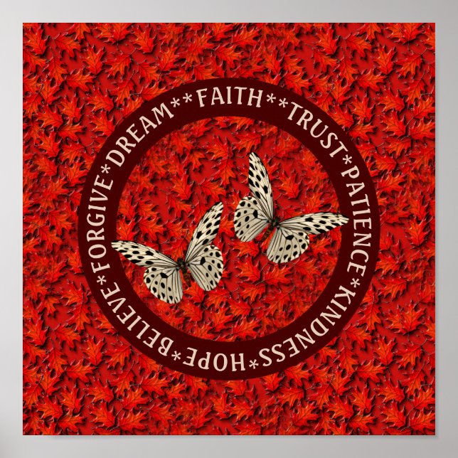 Encouraging Words Fall Leaves Inspirational    Poster (Front)