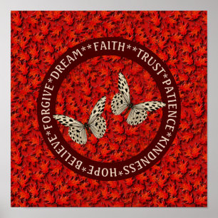 Encouraging Words Fall Leaves Inspirational Poster