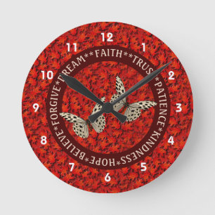 Encouraging Words Fall Leaves Inspirational Round Clock