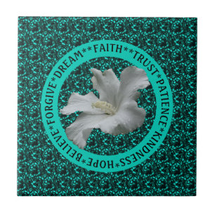 Encouraging Words Hibiscus Inspirational Ceramic Tile