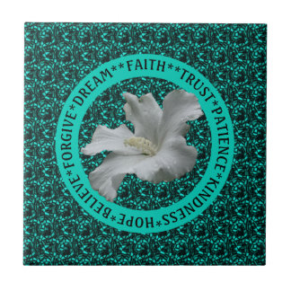 Encouraging Words Hibiscus Inspirational Ceramic Tile