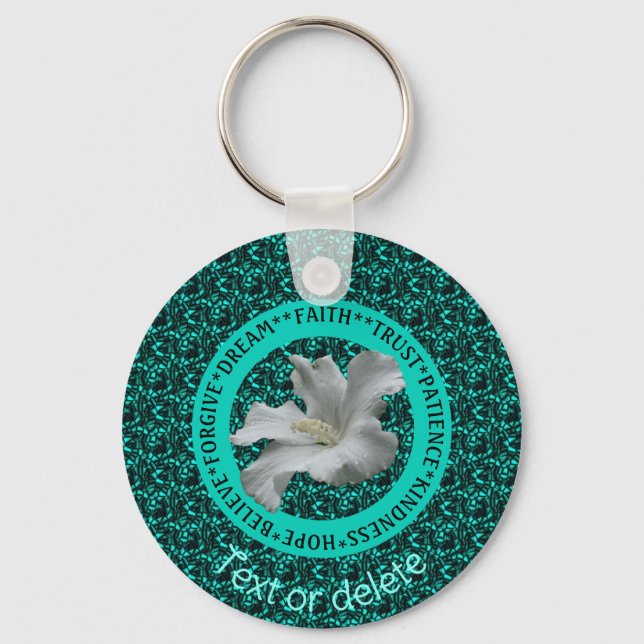Encouraging Words Hibiscus Inspirational         Keychain (Front)