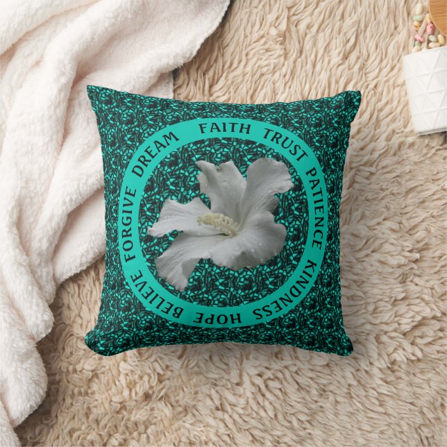 Encouraging Words Hibiscus Inspirational     Throw Pillow (Blanket)
