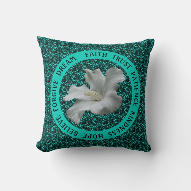 Encouraging Words Hibiscus Inspirational     Throw Pillow (Front)