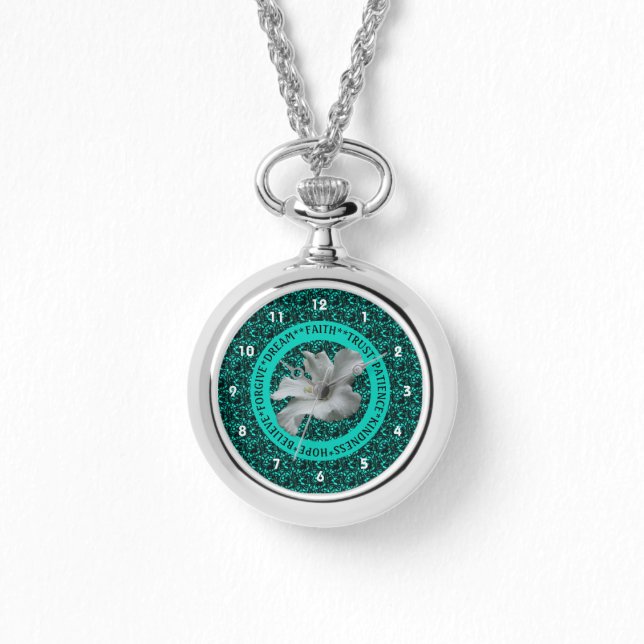 Encouraging Words Hibiscus Inspirational        Watch (Front)