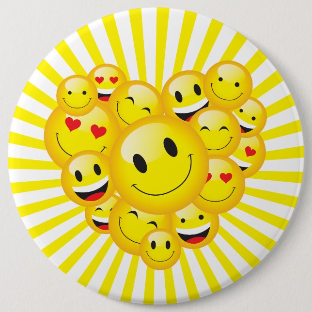 Encouragment Positivity Uplifting Sunny Smile Face Pinback Button (Front)