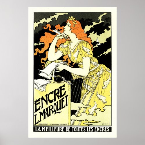 ENCRE L MARQUET Eugene Grasset Art Nouveau Vintage Poster