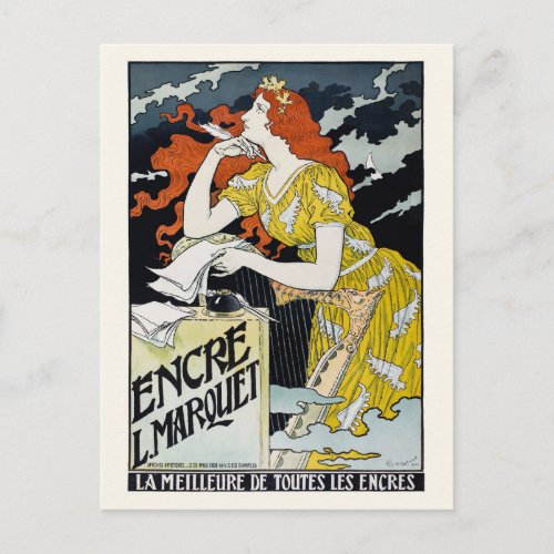 Encre L Marquet France Vintage Poster 1892 Postcard