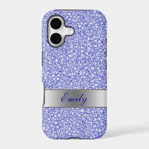 Encrusted Blue Diamonds Look Glitter Patter iPhone 17 Case