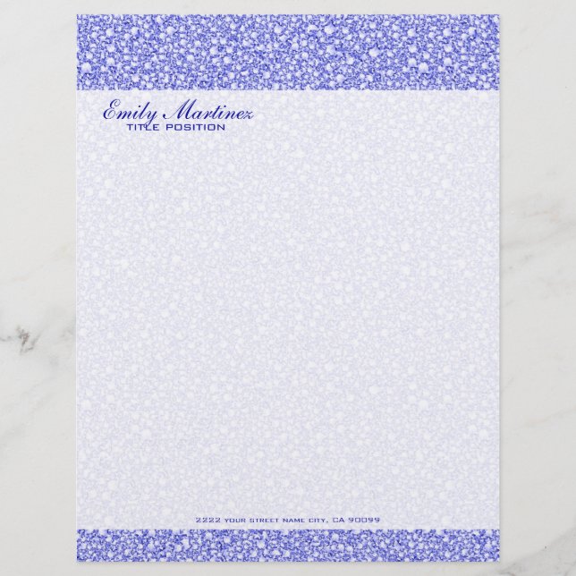 Encrusted Blue Diamonds Look Glitter Pattern Letterhead (Front)