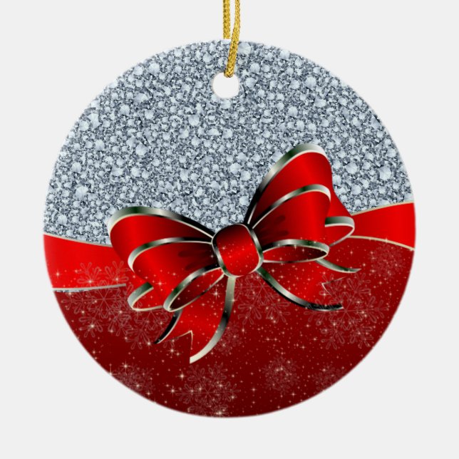 Encrusted Diamonds Look Glitter Patter Ceramic Ornament (Front)