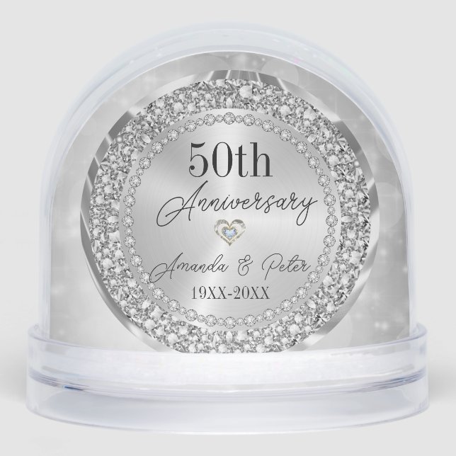Encrusted Diamonds Wedding Anniversary Snow Globe (Front)