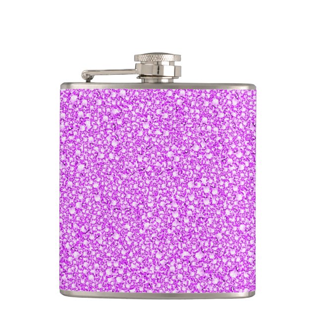 Encrusted Pink Diamonds Look Glitter Patter Flask (Front)