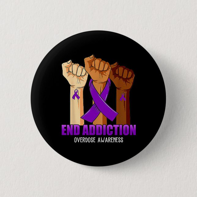 End Addiction Overdose Awareness Ribbon  Button (Front)