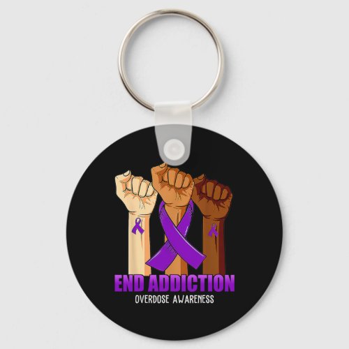End Addiction Overdose Awareness Ribbon  Keychain