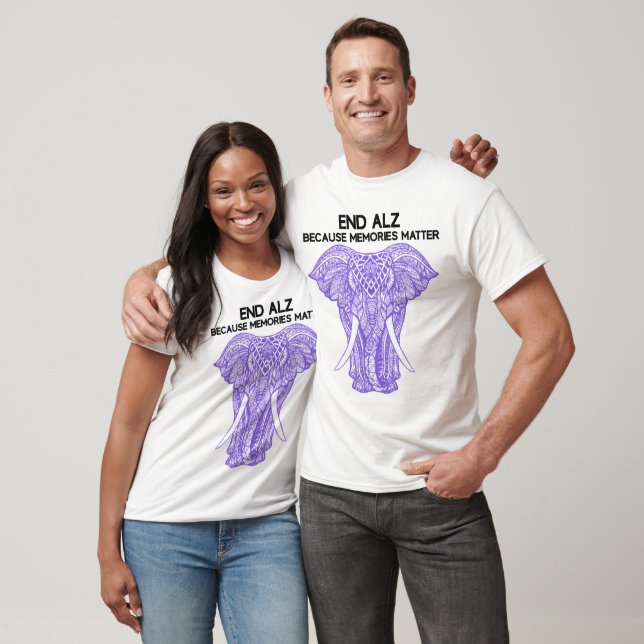 END ALZ Because Memories Matter Elephant Awareness T-Shirt (Unisex)