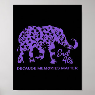 End Alzheimer Awareness Memories Matter Elephant W Poster