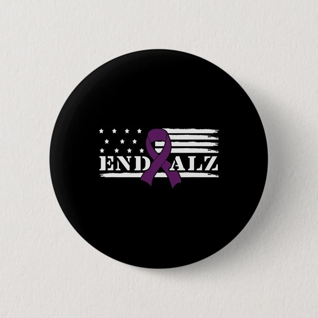 End Alzheimer End Heimer Purple Heimers Awareness  Button (Front)