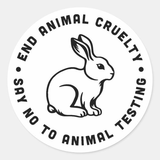End animal cruelty against animal testing classic round sticker (Front)