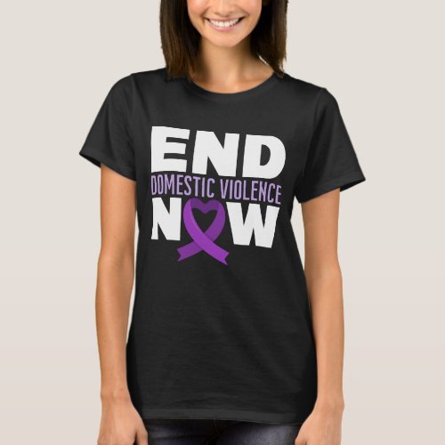 End Domestic Violence Now Family Warrior Purple T_Shirt