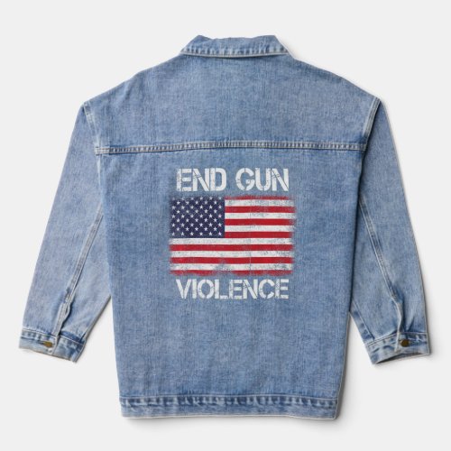 End Gun Violence American Us Flag No Gun Awareness Denim Jacket