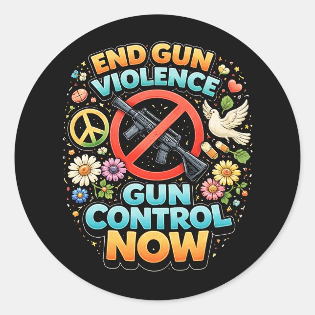 End Gun Violence Now Classic Round Sticker (Front)