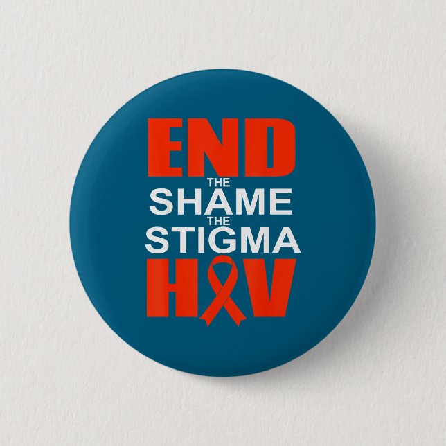 End Hiv Shame Stigma Red Survivor Design Button (Front)