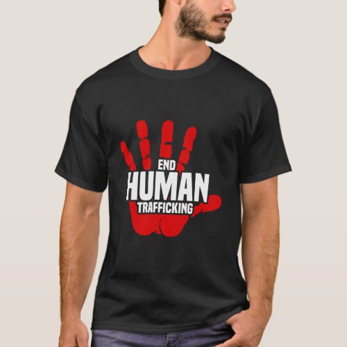 End Human Trafficking Red Handprint Stop Human Tra T_Shirt