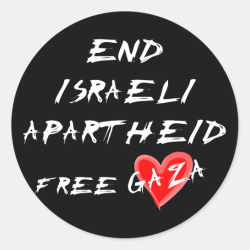 End Israeli Apartheid Free Gaza Classic Round Sticker