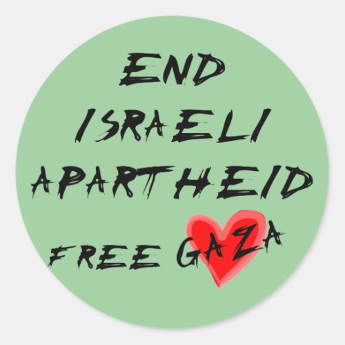 End Israeli Apartheid Free Gaza Classic Round Sticker