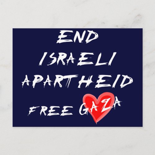 End Israeli Apartheid Free Gaza Postcard