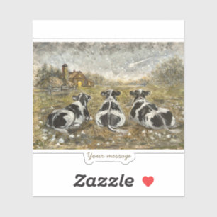 End of Day Cows Whimsical Farmhouse Cow Vintage Sticker