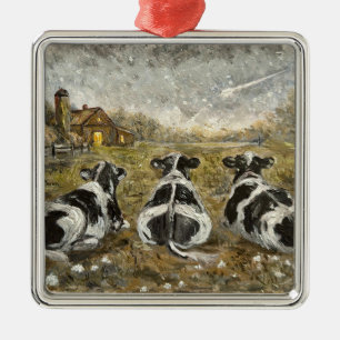 End of Day - Cows Whimsical Farmhouse Home Metal Ornament