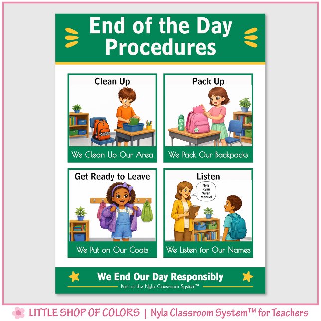 End of Day Procedures Classroom Anchor Chart (Creator Uploaded)