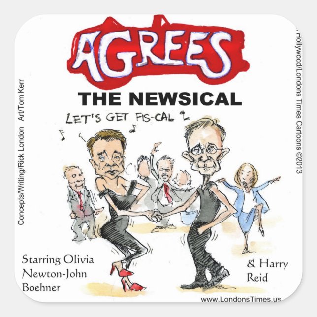 End Of Fiscal Cliff Funny Gifts Cards & Tees Square Sticker (Front)