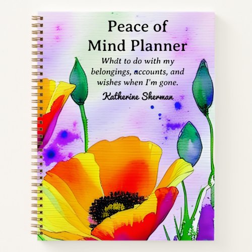 End of Life Peace of Mind Planner Estate Planning Notebook