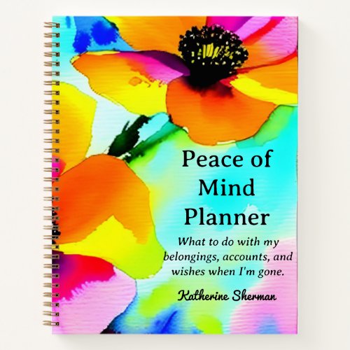 End of Life Peace of Mind Planner Estate Planning Notebook